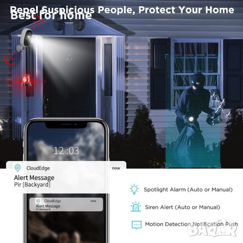 G-Homa Безжична камера за наблюдение, WiFi вътрешна външна камера, 2-посочно аудио