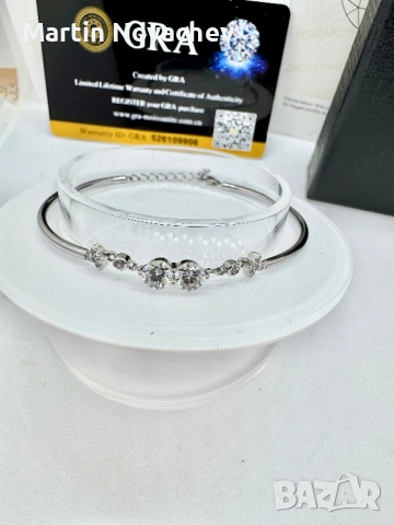Сребърна гривна с мойсанит (Диамант) 1 карат, снимка 3 - Гривни - 53039861