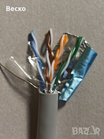 Кабел Меден FTP UTP BITNER BiTLAN CAT5E 4x2x0.5кв Видео Мрежа Корда CQR Тестван RJ45 може на метър, снимка 4 - Друга електроника - 38245918