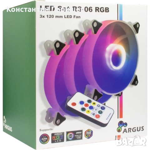 Комплект вентилатори Argus RS-06 RGB, снимка 2 - Други - 52678176