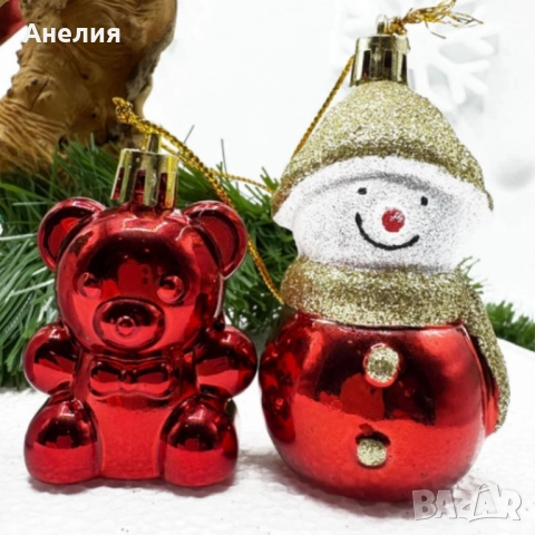 Коледен комплект за украса 8 бр червени и бели висулки, снимка 4 - Дивани и мека мебел - 52561147