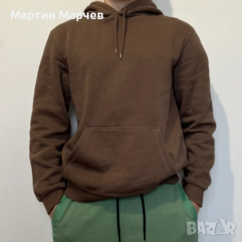 Мъжки суичър H&M – S, кафяв, отлично състояние, снимка 3 - Спортни дрехи, екипи - 52593248
