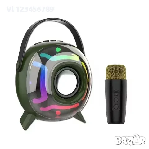 Мини колонка SING-E ZQS1221W с 1 безжичен микрофон RGB LED светлини, снимка 2 - Други - 52258295