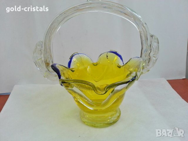 Стъклена купа кошничка , снимка 2 - Антикварни и старинни предмети - 26637568