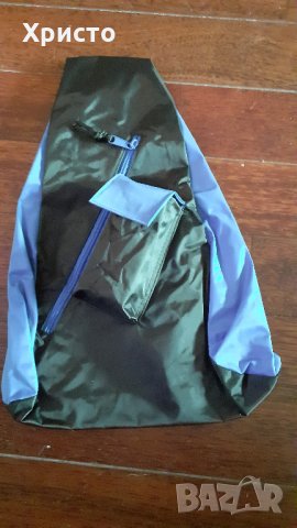 раница триъгълна от плътен промазан плат РР, тъмно синя и червена, снимка 6 - Раници - 34444498