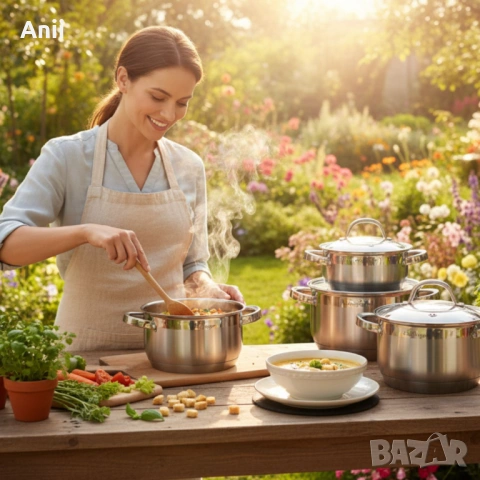 Комплект тенджери Cheffinger – Неръждаема стомана, снимка 2 - Съдове за готвене - 53493564