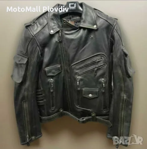 Кожено яке Motomall Rock черно мото мотор чопър, снимка 3 - Аксесоари и консумативи - 49179056