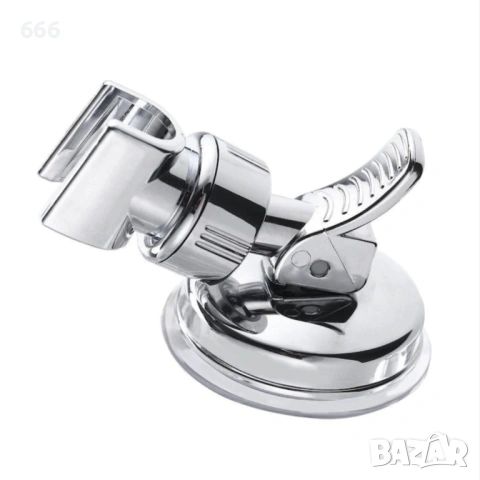 Стойка за душ слушалка, вендуза, регулируема, пластмасова, сребриста