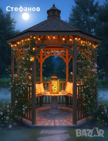 Градински фенер, техника "Тифани", снимка 2 - Градински мебели, декорация  - 53154201