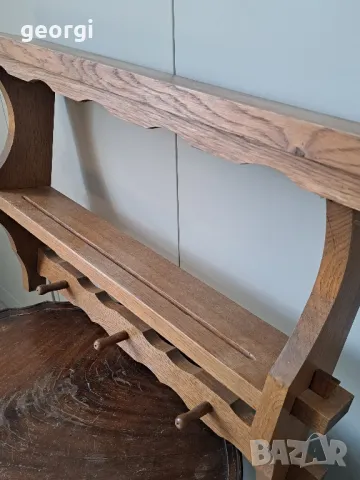 немска дървена етажерка закачалка за стена дъбов масив , снимка 5 - Декорация за дома - 49029245