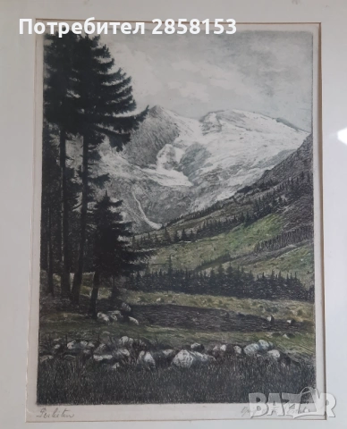 Цветна гравюра върху коприна. Виенски пейзаж