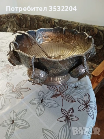 Антикварна посребрена купа, снимка 3 - Антикварни и старинни предмети - 51251417