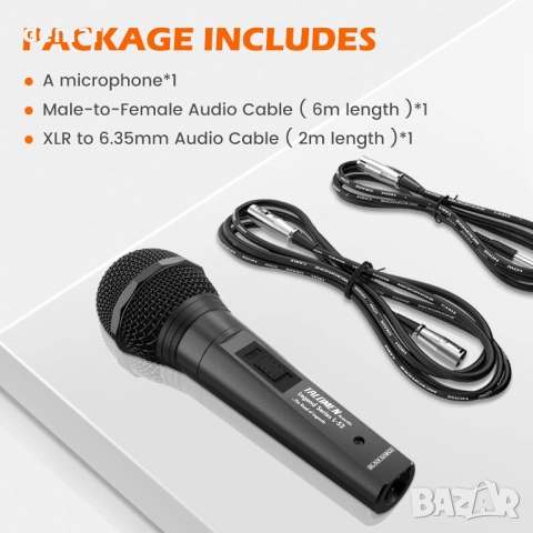 Професионален жичен динамичен микрофон Talomen, кардиоиден – L52 черен, снимка 7 - Микрофони - 51730066