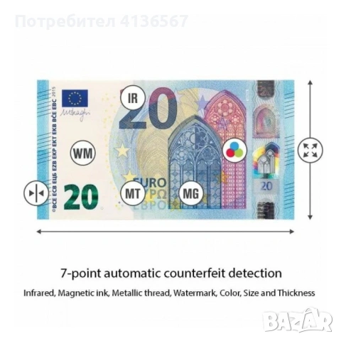 Детектор за фалшиви банкноти, снимка 2 - Друга електроника - 53248325