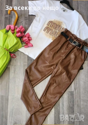 Дамски Кожен Панталон С Лека Вата Код I_208, снимка 4 - Панталони - 52313580