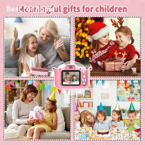 Детска камера MYSTILUCK, 1080P HD цифрова камера за деца с 2.0-инчов екран и 32GB карта, снимка 7 - Други - 51140099