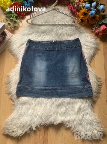 Дънкова пола с кантове, снимка 1