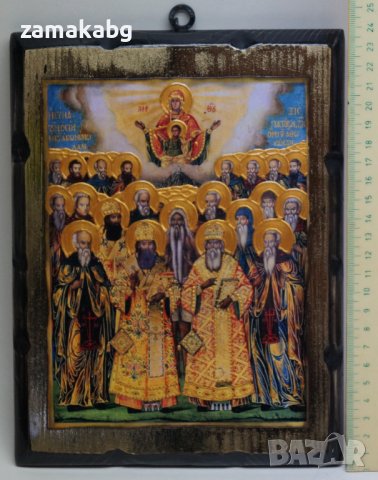 Икона на Вси Светии застарена ръчна изработка дървена, снимка 3 - Икони - 37085527