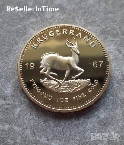 Монета South Africa Saudi Africa Krugerrand 1967 1OZ, реплика, снимка 2 - Нумизматика и бонистика - 43790454