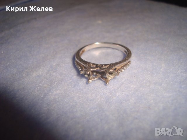 СТАР СРЕБЪРЕН ПРЪСТЕН СРЕБРО 925 с ГНЕЗДА за ИНКРУСТИРАНЕ на 3 СКЪПОЦЕННИ КАМЪЧЕТА 28765, снимка 2 - Пръстени - 37268785