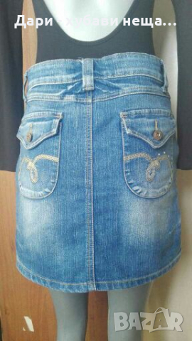 Еластична дънкова пола с акцент - камъчета🍀❤M/L,L❤🍀арт.4050, снимка 3 - Поли - 36469598