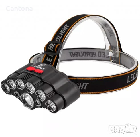Акумулаторен челник за глава с 9 CREE LED диода, 4 режима, USB зареждане, снимка 1 - Къмпинг осветление - 38247257
