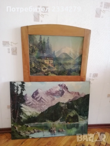 Стари картини, платно масло, авторска изработка. 