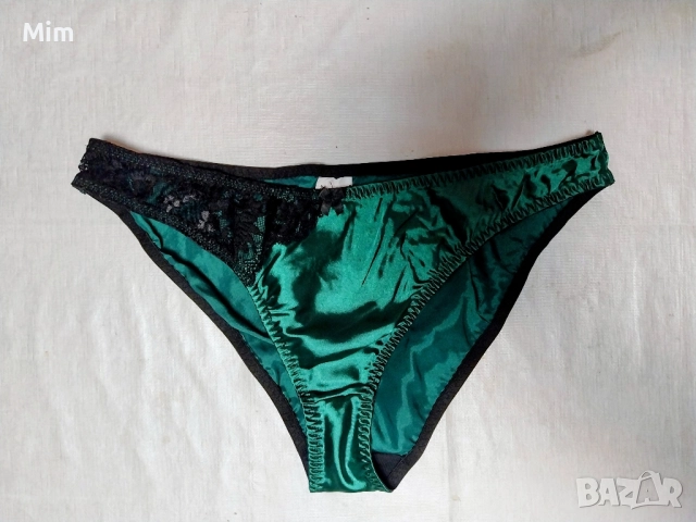  ХL Сатенена бикина в зелено и синьо, снимка 4 - Бельо - 52339055