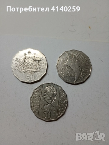 Австралия монети 50 цента 2000 1995 2001 г , снимка 1