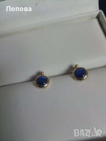 Златни обеци с котешко око, снимка 2 - Обеци - 37823864