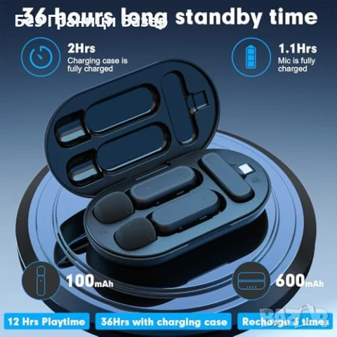 Нов Двоен безжичен микрофон Lavalier за Влог Запис Видео Интервюта, снимка 5 - Микрофони - 50655604