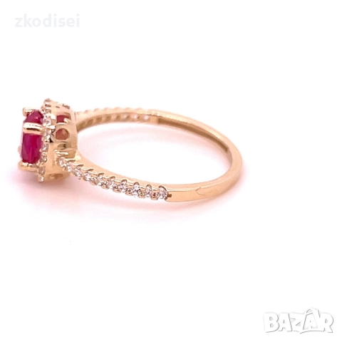 Златен дамски пръстен 1,55гр. размер:52 14кр. проба:585 модел:34476-5, снимка 3 - Пръстени - 52008727