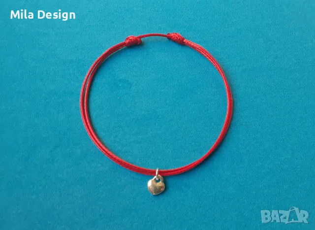 Гривна червен конец със сребро, снимка 4 - Гривни - 39532407