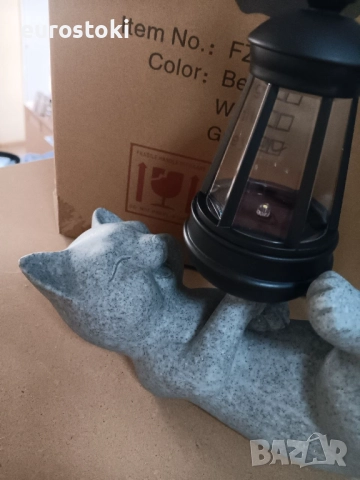 Декоративна статуя Котка със соларно фенерче, градинска фигурка от смола, декорация за дом/градина, снимка 9 - Градински мебели, декорация  - 52506755