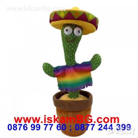 Пеещ и танцуващ кактус, забавен повтарящ на български кактус играчка - КОД 3698, снимка 4 - Музикални играчки - 36910657