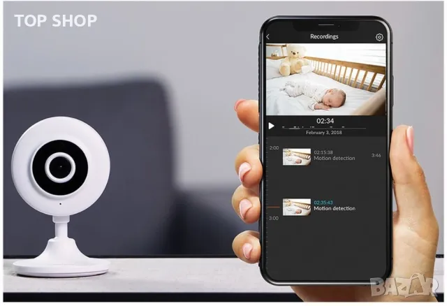 Безжична Wi-Fi камера. БЕБЕФОН КАМЕРА.Smartwares CIP-37210AT, снимка 3 - Бебефони - 48778266