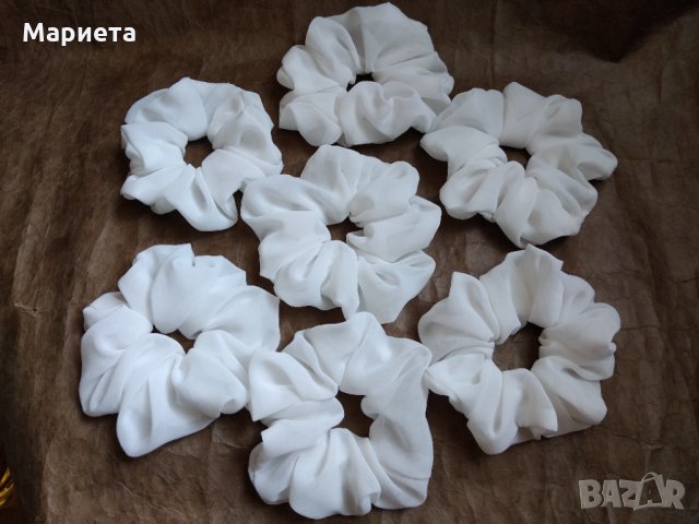 ❤️Скрънчи Бяло и Черно Скрънч Ластик за коса Ластик от плат Скрънчита Ръчна Изработка , снимка 4 - Аксесоари за коса - 29603202