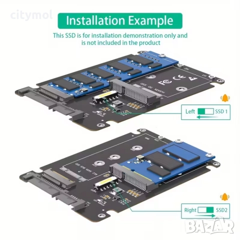 SSD адаптер 2 в 1, поддържащ mSATA и NGFF M.2 Key B, пластмасов корпус  ​, снимка 5 - Други - 52008520