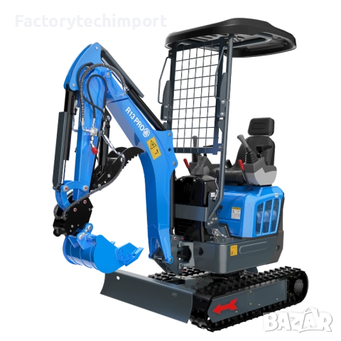 Мини багер RIPPA R13 PRO – KUBOTA (3 цилиндъра)– 1.2 т | 120° завъртане на стрелата