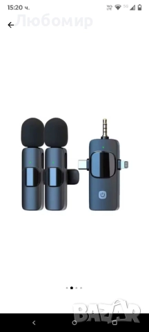 3 в 1 безжичен лавалиер микрофон с приемник. Комплект от 2 микрофона, 3.5 мм кръгъл, снимка 4 - Други - 51473447