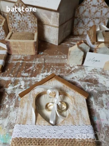 Дървена кутийка за халки - сватбени аксесоари , снимка 5 - Декорация - 26387490