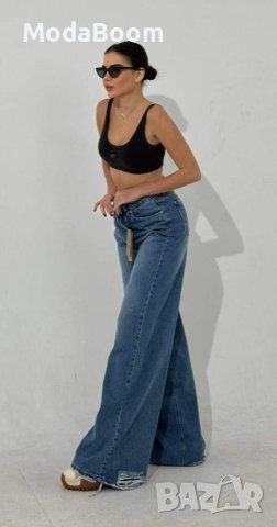 🔝Модерни широки сини дамски дънки🔝, снимка 3 - Дънки - 44132532
