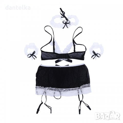 K701 Секси еротично бельо, еротичен комплект за секси камериерка, еротично бельо за прислужница, снимка 7 - Бельо - 39236285