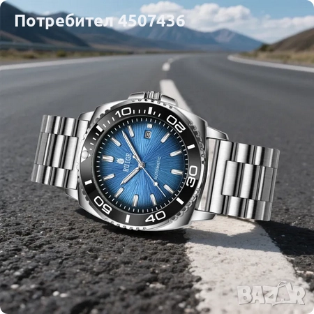 Автоматичен часовник RUIQI,водоустойчив,дата,въртящ се безел,фосфорисциращи стрелки, снимка 2 - Мъжки - 52703928