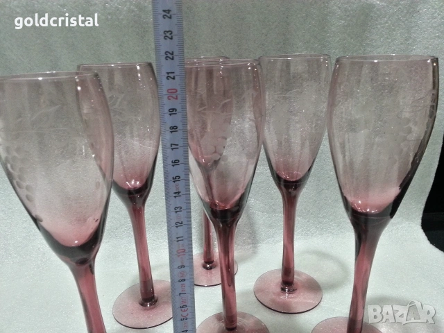 ретро стъклени чаши цветно стъкло , снимка 3 - Антикварни и старинни предмети - 53135804