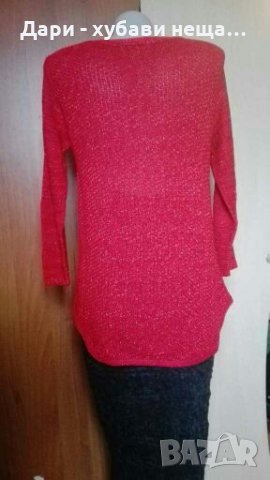 Пуловер в червено със сребриста нишка🌹🍀М р-р🌹🍀арт.3096, снимка 3 - Блузи с дълъг ръкав и пуловери - 34636401