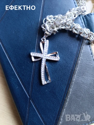 Масивен сребърен ланец с кръст. В кутия., снимка 3 - Колиета, медальони, синджири - 50952439
