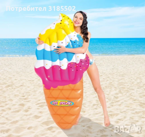 Надуваем дюшек във формата на сладолед, идеален аксесоар за летния сезон, снимка 3 - Надуваеми играчки - 50927796