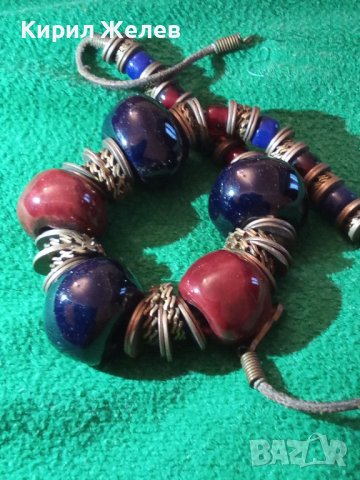 СТАРИННО КОЛИЕ БРОНЗ и МУРАНО ВЕНЕЦИАНСКО СТЪКЛО УНИКАЛНА РЪЧНА ИЗРАБОТКА 4001, снимка 11 - Колиета, медальони, синджири - 29637436