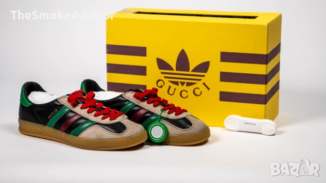 Унисекс Обувки Adidas x Gucci Gazelle Black Green Red, снимка 2 - Маратонки - 52170261